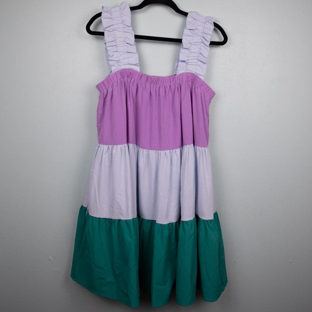 Entro color block tiered sleeveless dress-S